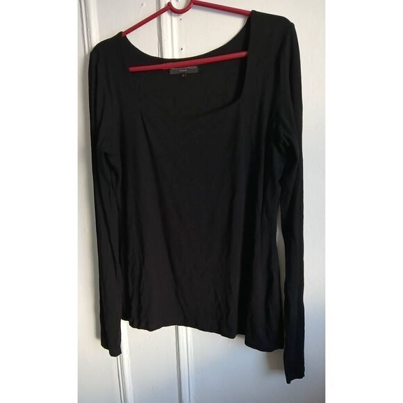 Marcellamoda new york womens xl square neck black stretch longsleeve top - Picture 1 of 7
